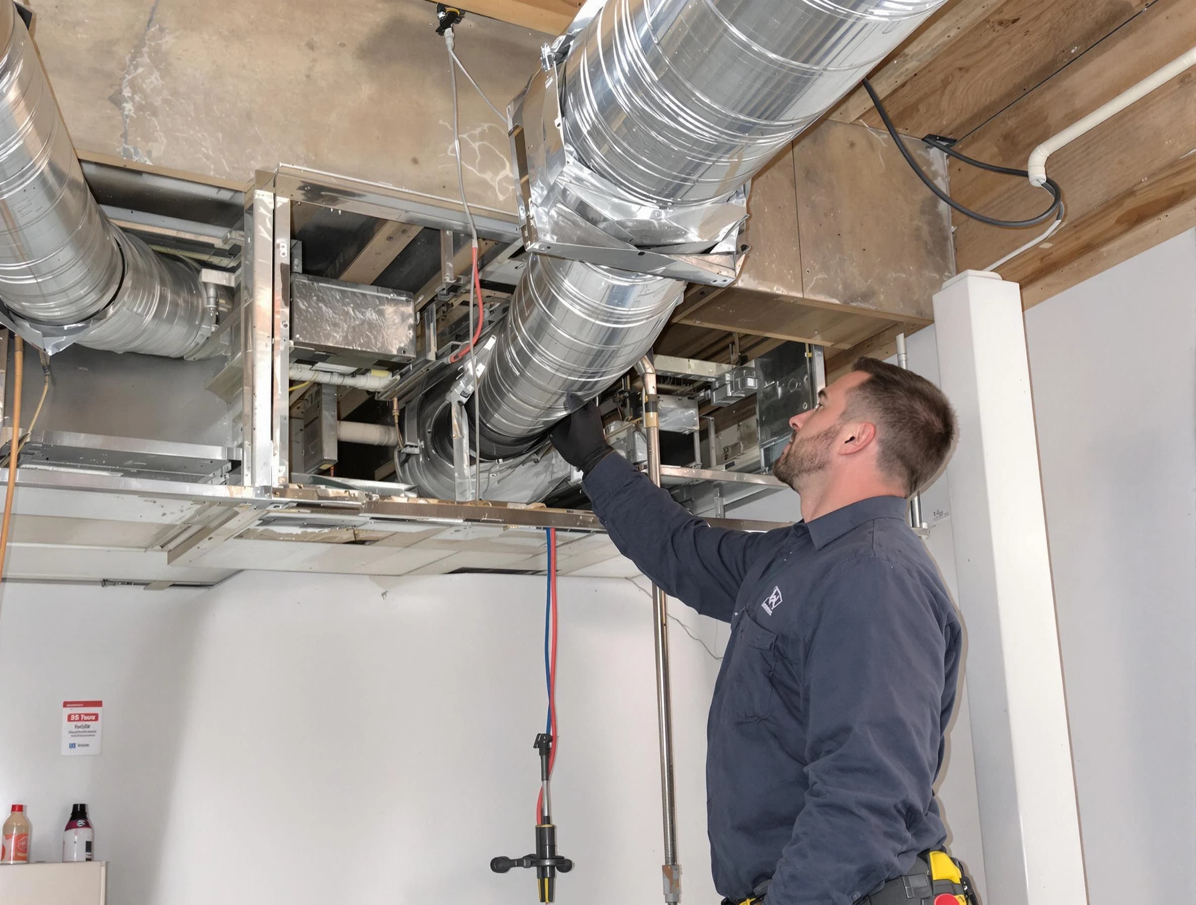 Cedar Hills Air Duct Cleaning technician performing professional air duct repair using specialized tools in Cedar Hills