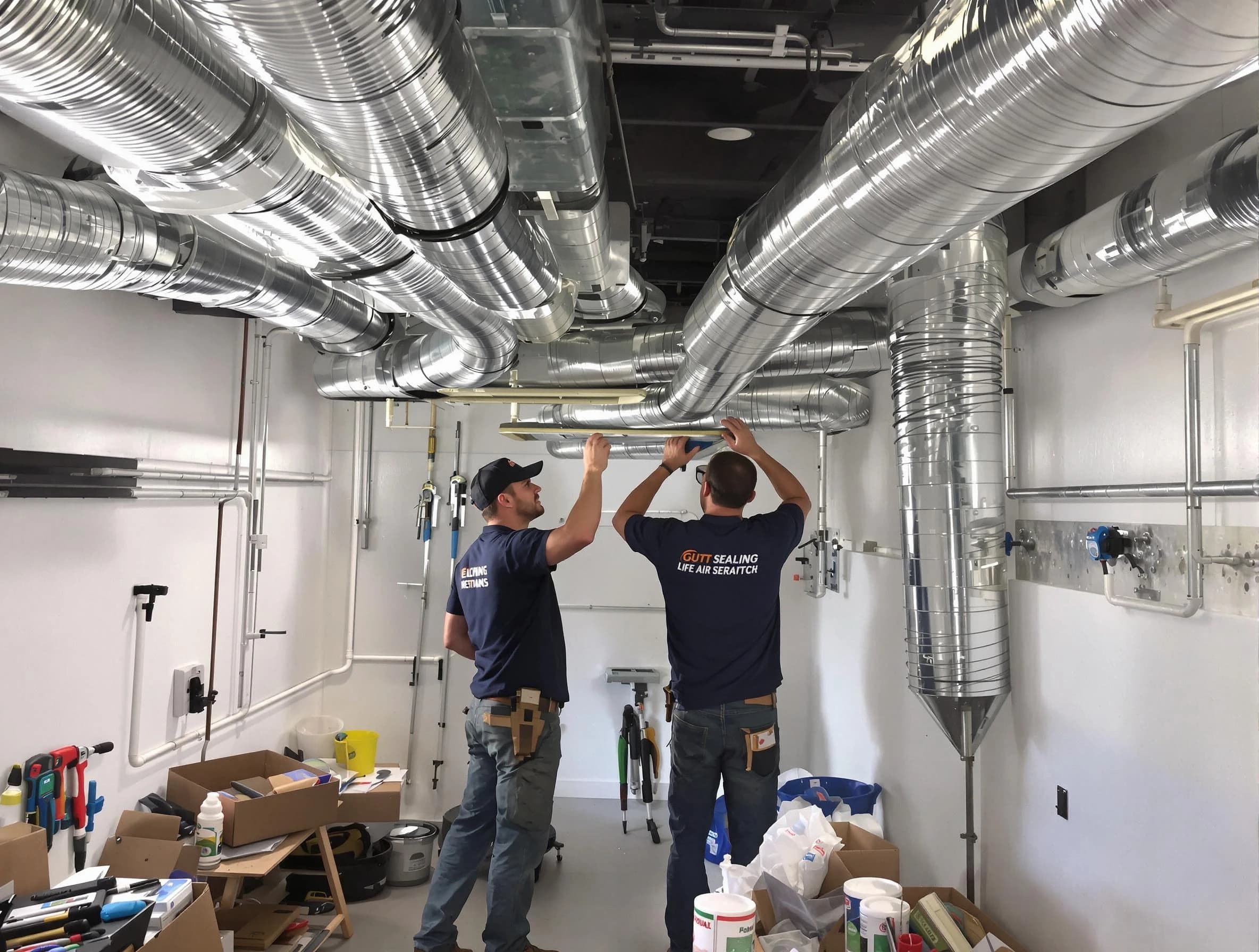 Cedar Hills Air Duct Cleaning technician applying professional duct sealing solutions in Cedar Hills