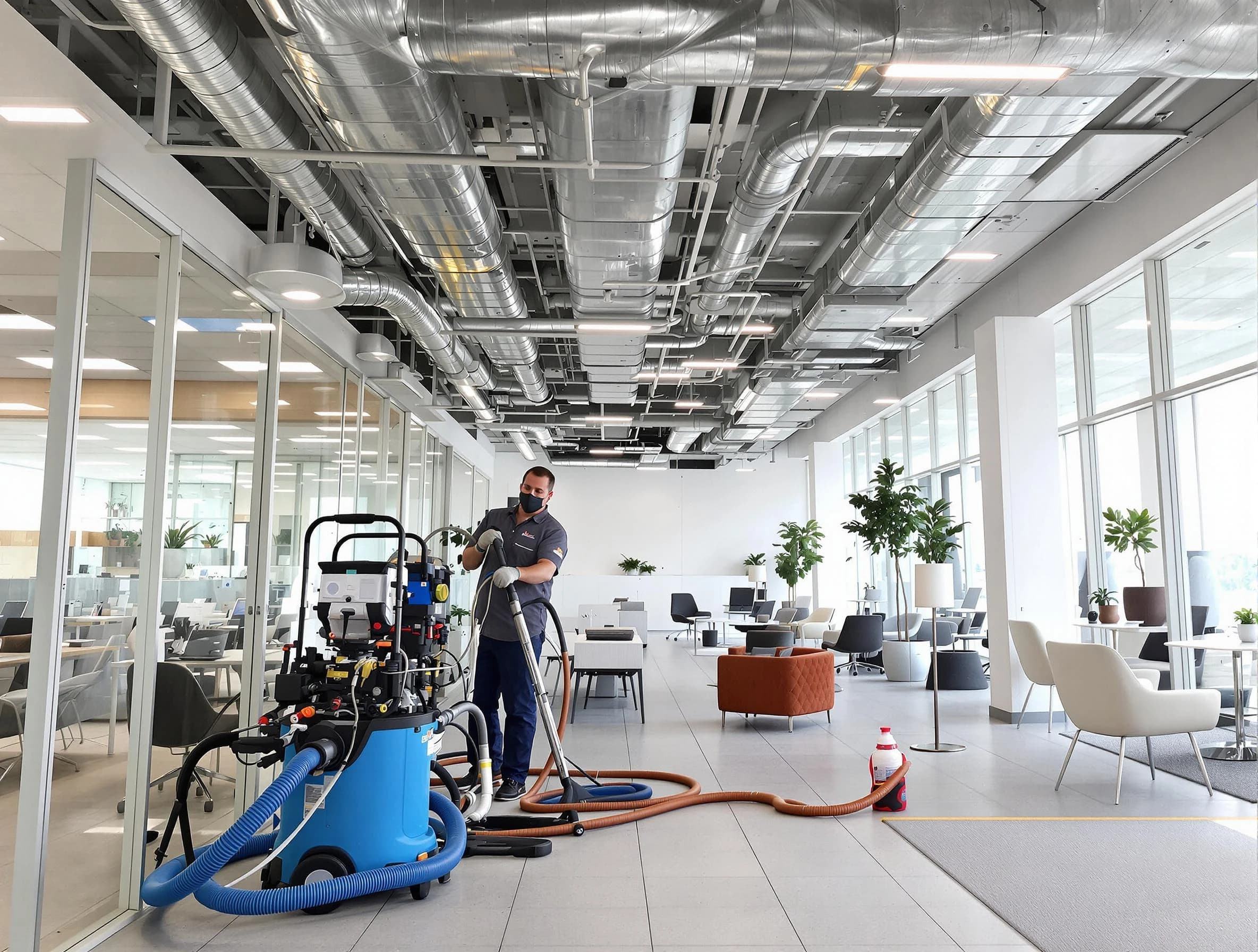 Cedar Hills Air Duct Cleaning team conducting comprehensive commercial duct cleaning at a business location in Cedar Hills